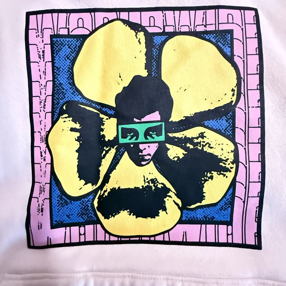 Obey Cream Hoodie with Yellow Flower Graphic